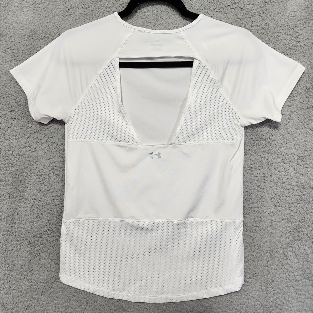 Under Armour Women's Top Cut Out Short Sleeve‎ White Size Small Vanish Energy